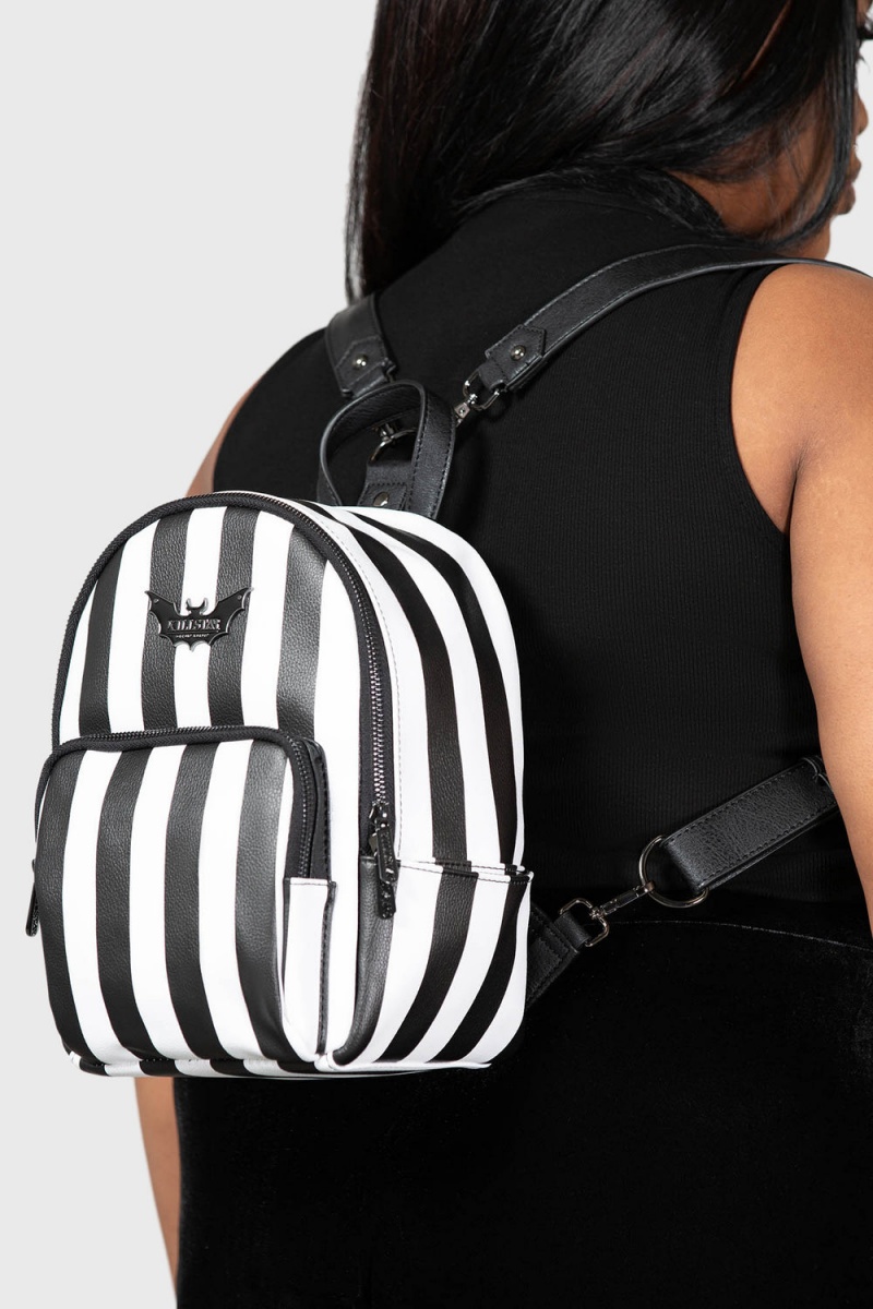 Killstar Rails Mini Backpack Černé Bílé | BWRDHM-796