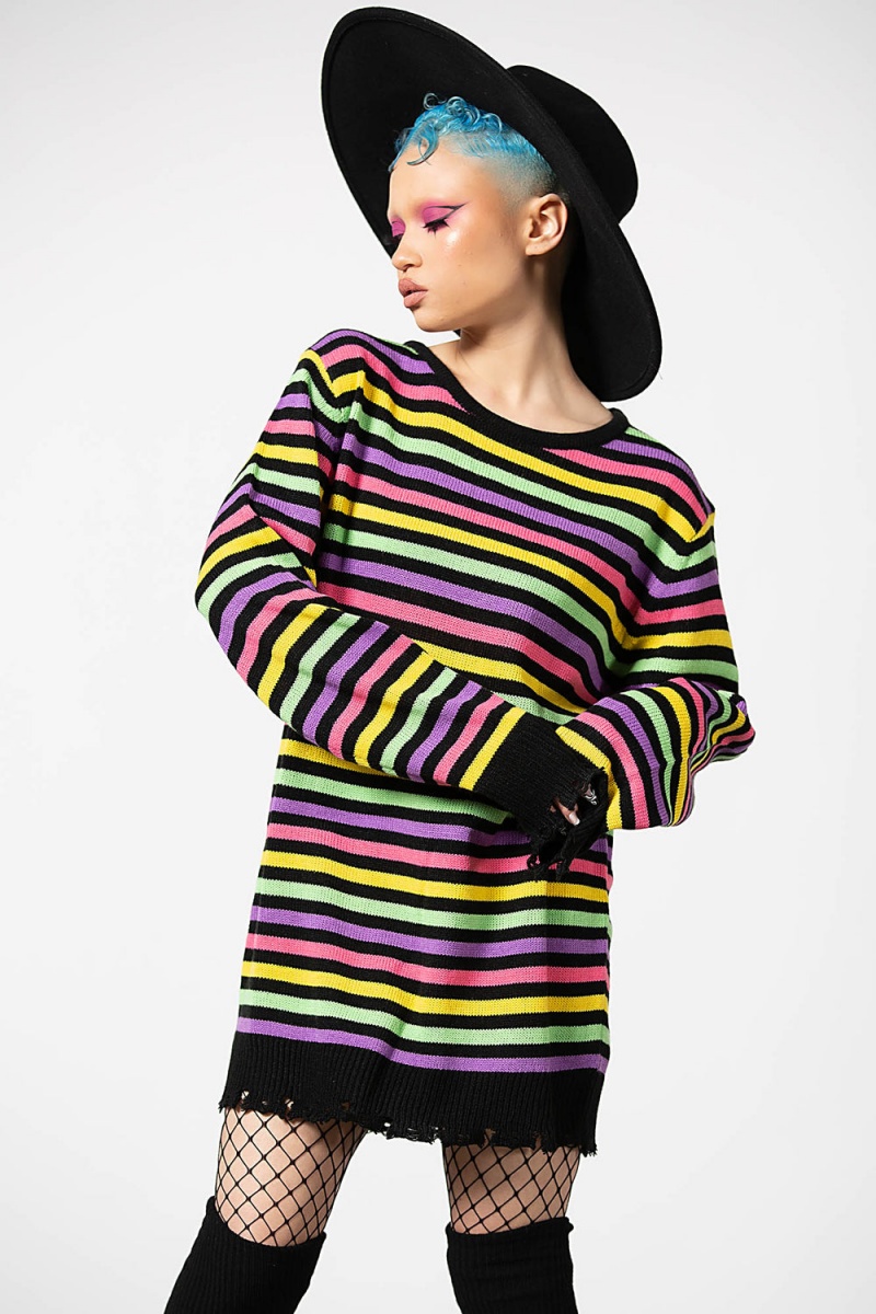 Killstar Rainbow Warrior Knit Svetrové Rainbow | YIGJOV-213