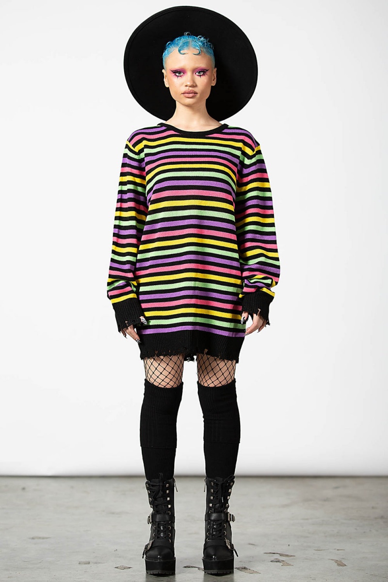 Killstar Rainbow Warrior Knit Svetrové Rainbow | OELKJF-204