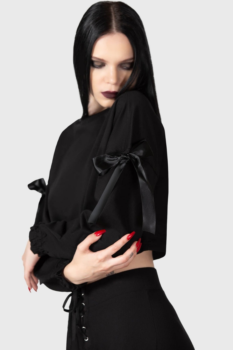 Killstar Ray Crop Svetrové Černé | SEBRYZ-149