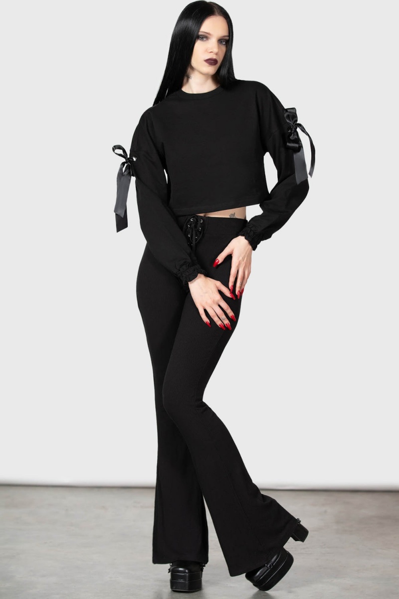 Killstar Ray Crop Svetrové Černé | SEBRYZ-149