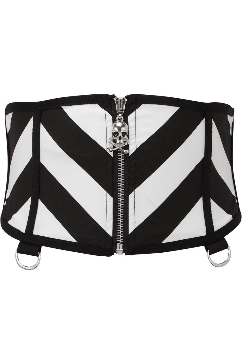 Killstar Realm Of Saturn Corset Belt [PLUS] Černé Bílé | NJWTIP-762