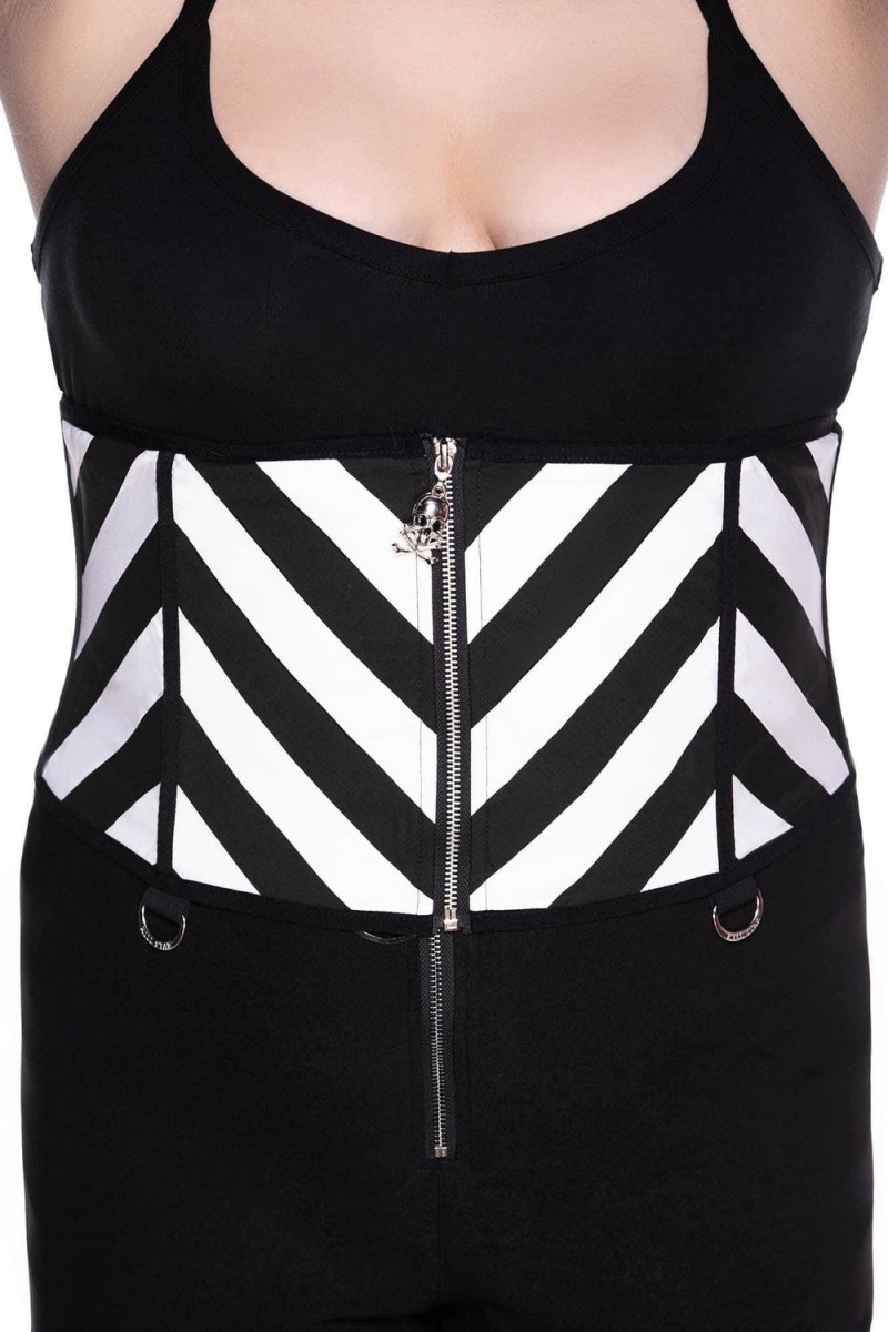 Killstar Realm Of Saturn Corset Belt [PLUS] Černé Bílé | NJWTIP-762