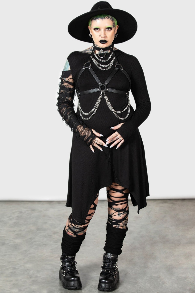 Killstar Rowena Šaty Černé | OSEXVY-540
