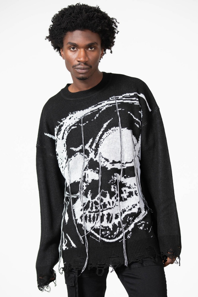 Killstar Ruined Relic Knit Svetrové Černé | IXDUMO-296