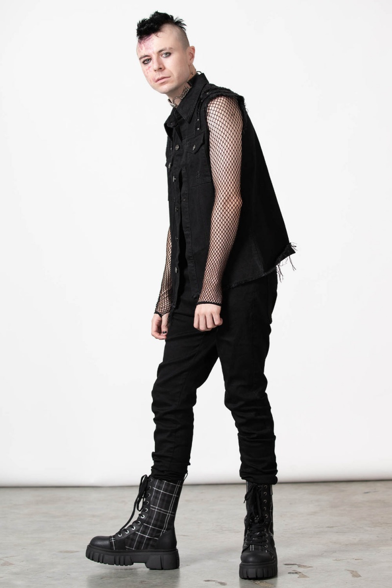 Killstar Ruse Denim Vest Černé | QTXCPR-894