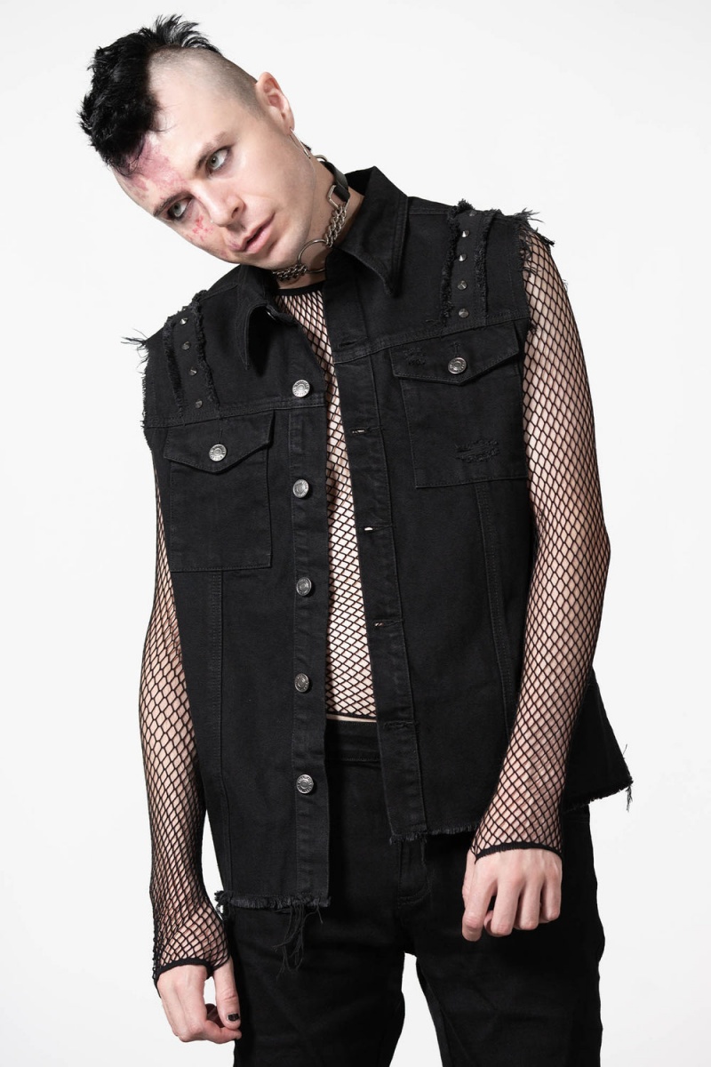 Killstar Ruse Denim Vest Černé | SKTQAE-460