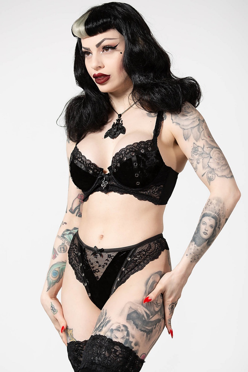 Killstar Sacred Spirits Velvet Bralet [B] Černé | UKHXNT-609