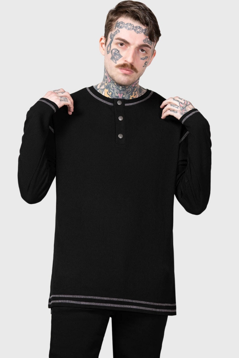Killstar Sammal Henley Top Černé | AJBPWU-156