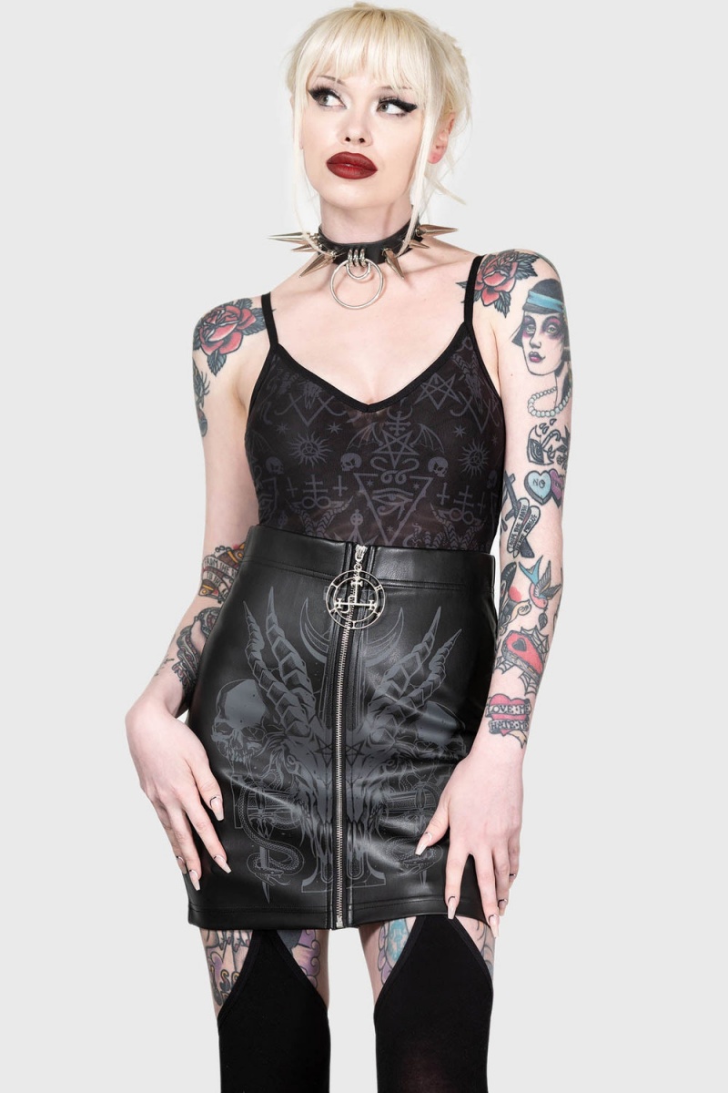 Killstar Scarlet Flame Mini Skirt Černé | HJUIOY-530