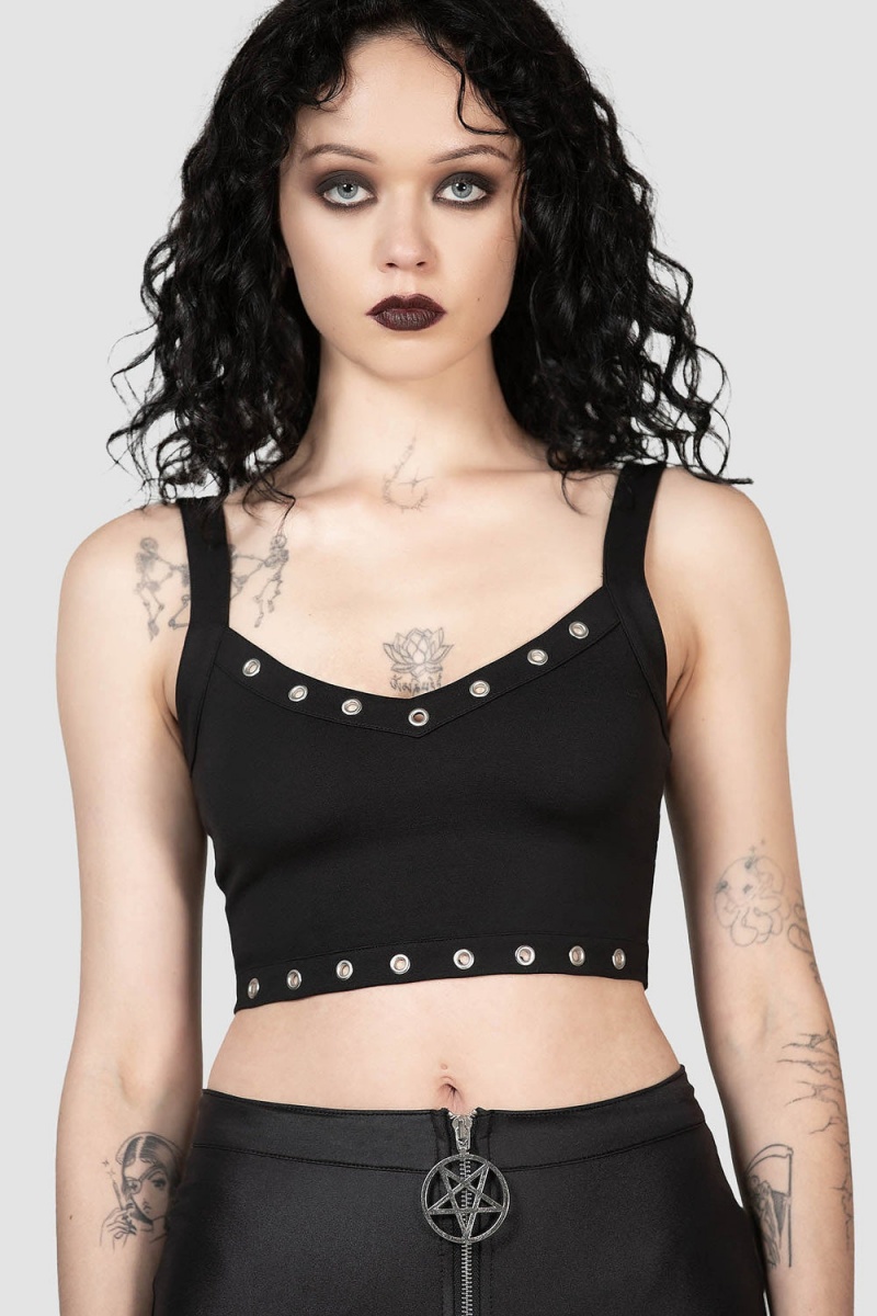 Killstar Scene Rivet Top Černé | INFMTW-619