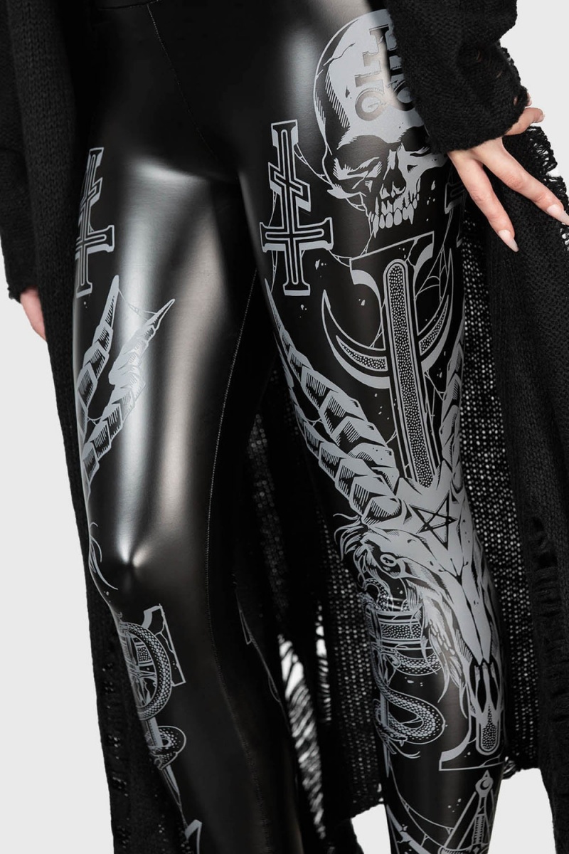 Killstar Screech Owl Leggings Černé | FKDVAG-610