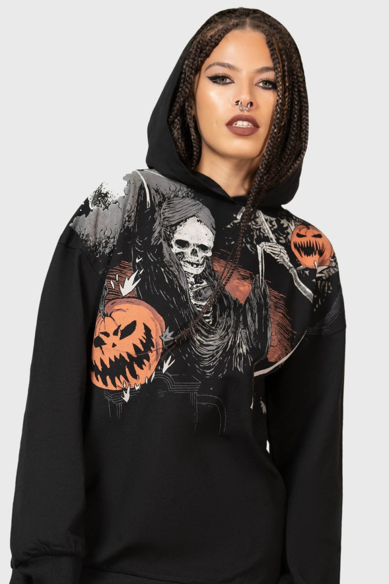 Killstar Scythe Oversized Hoodie Černé | EGYJLR-380