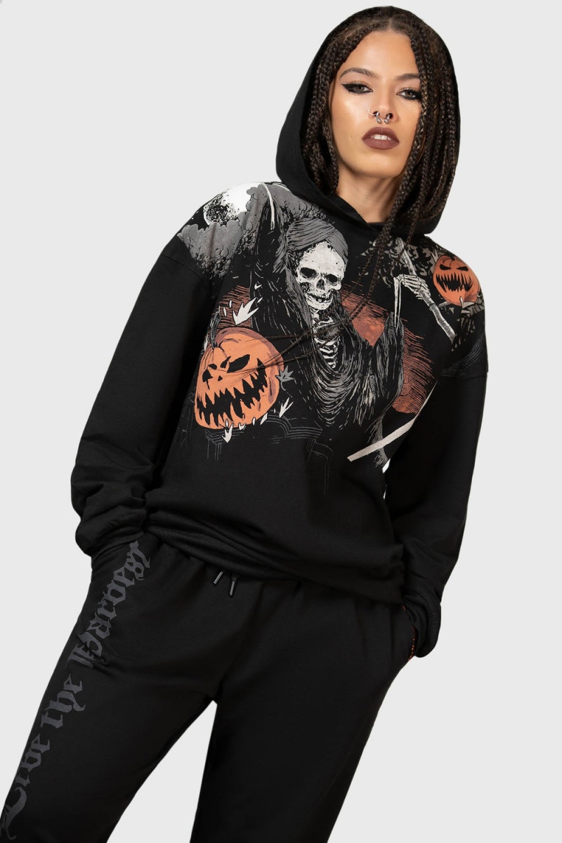 Killstar Scythe Oversized Hoodie Černé | JWGKMU-035
