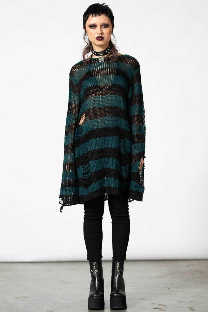 Killstar Sea Punk Knit Svetrové Zelene | JTXFKU-468