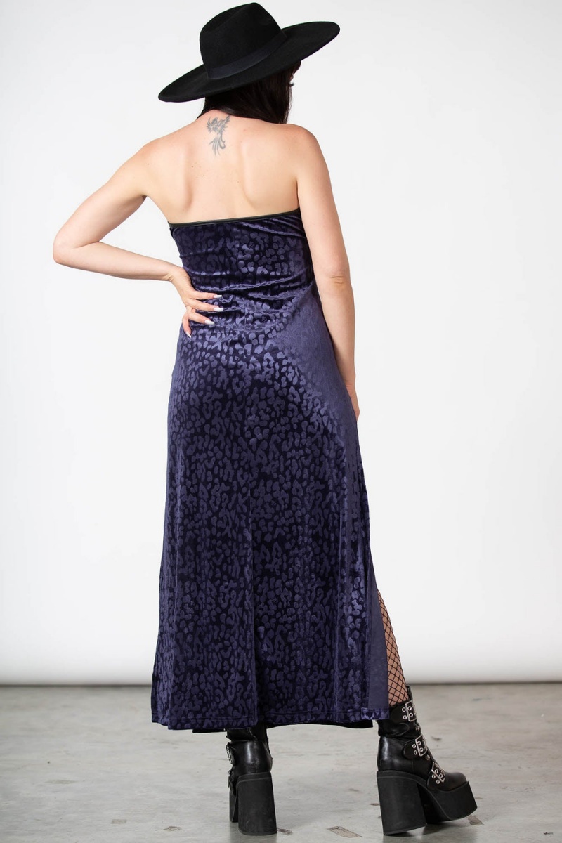 Killstar Second Skin Maxi Šaty [PLUM] Fialové | TAQYIZ-073