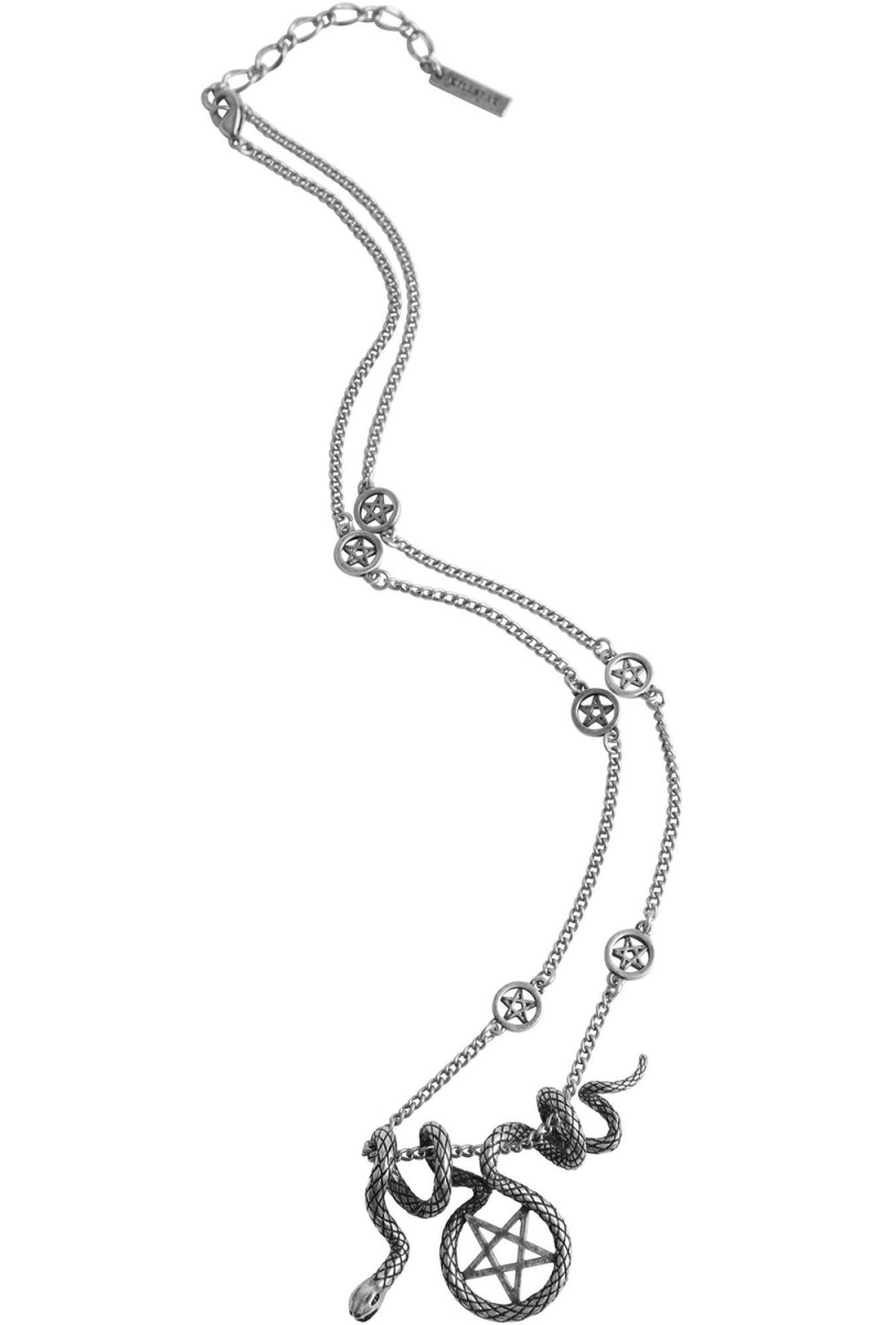 Killstar Serpent Necklace Stříbrné | IGWDLH-706