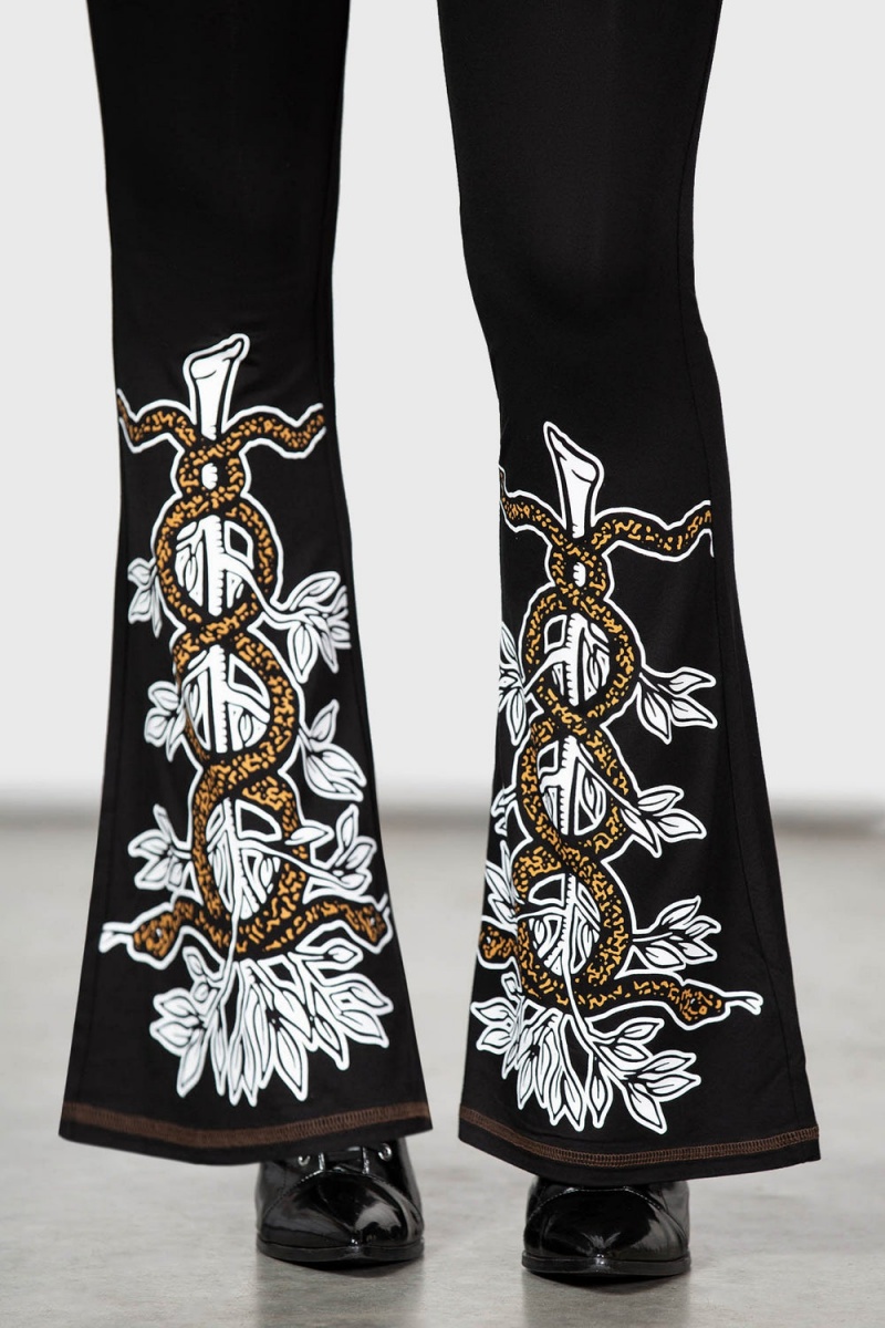 Killstar Serpent's Trick Bootcut Trousers Černé | IUGROV-408