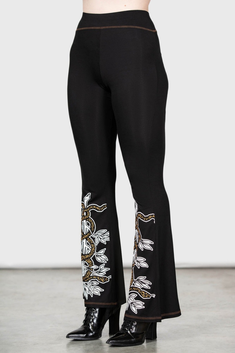 Killstar Serpent's Trick Bootcut Trousers Černé | IUGROV-408