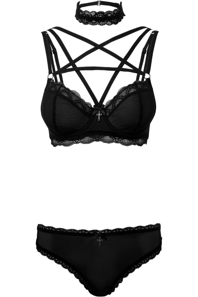 Killstar She Bites Krajkové Panty [B] Černé | TJSUBQ-280