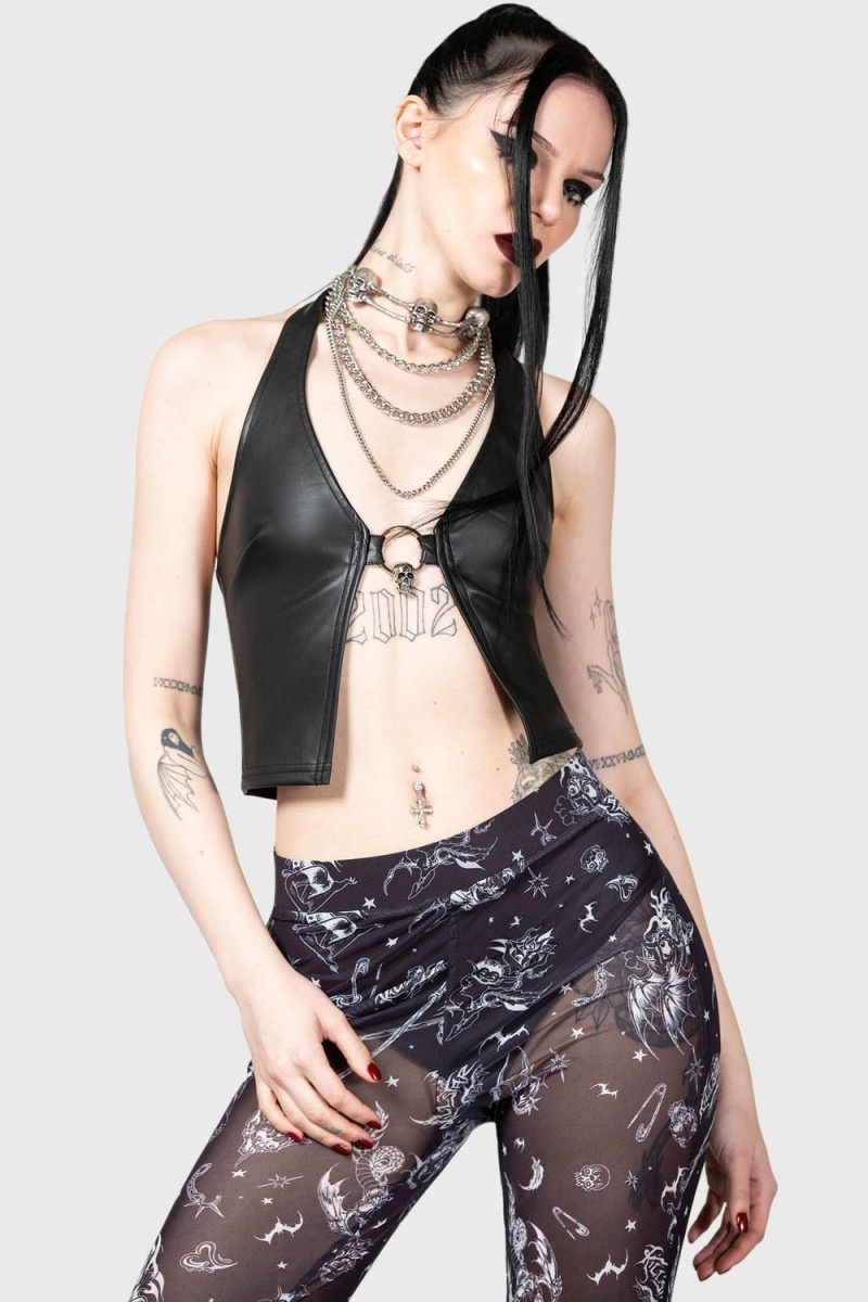 Killstar Sheenah Halter Top Černé | TNWHLQ-175