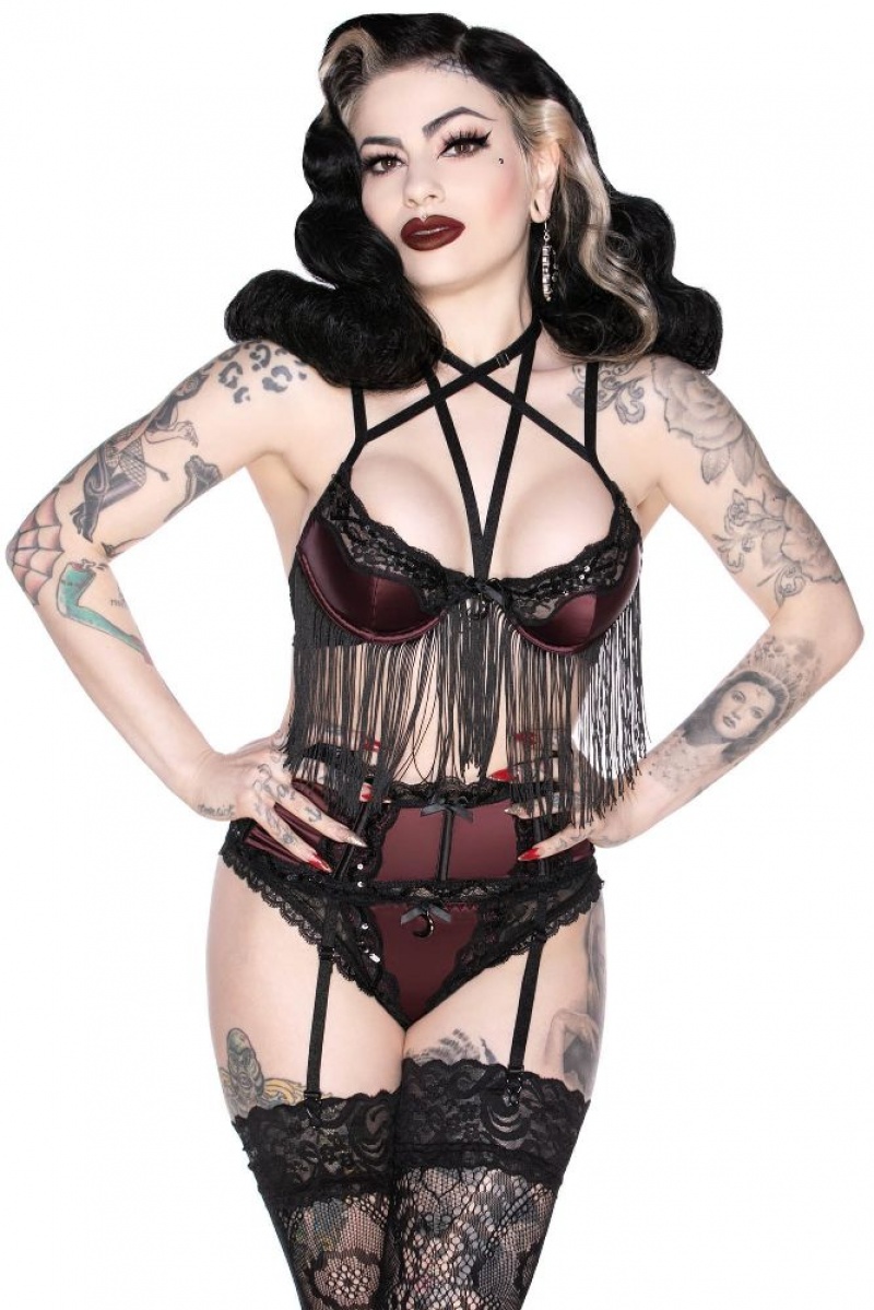 Killstar She\'s Poison Bra [WINE] Červené | COZMUL-958