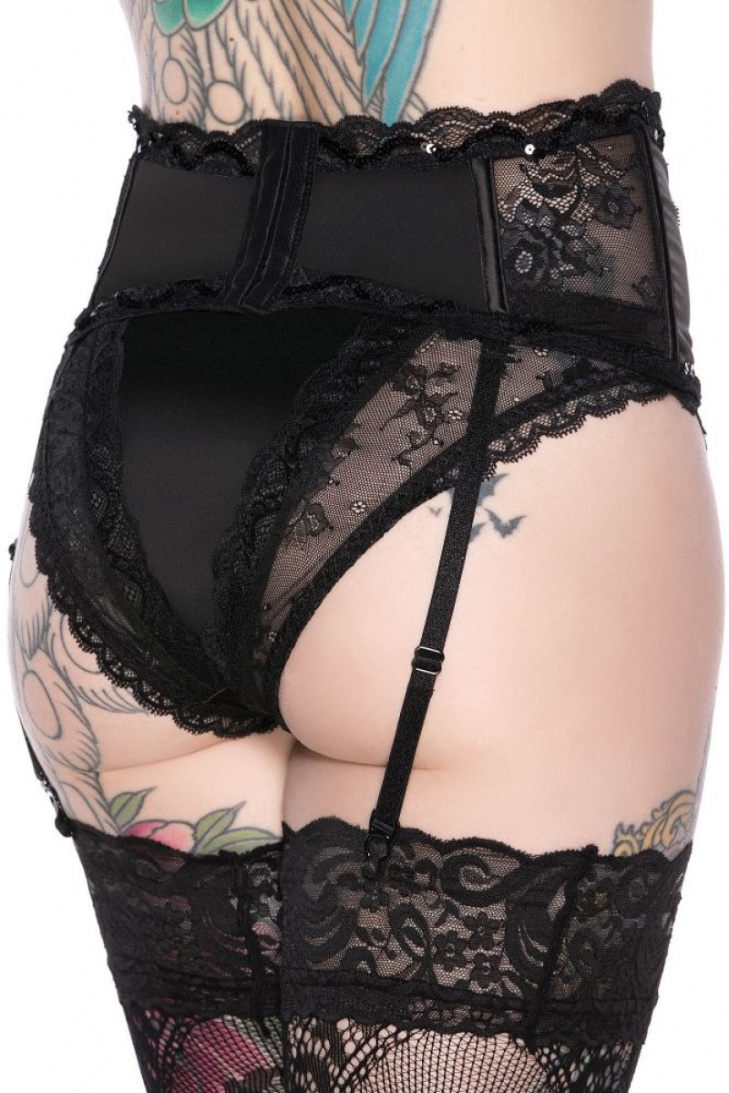 Killstar She's Poison Garter Belt [B] Černé | NQCBRD-365