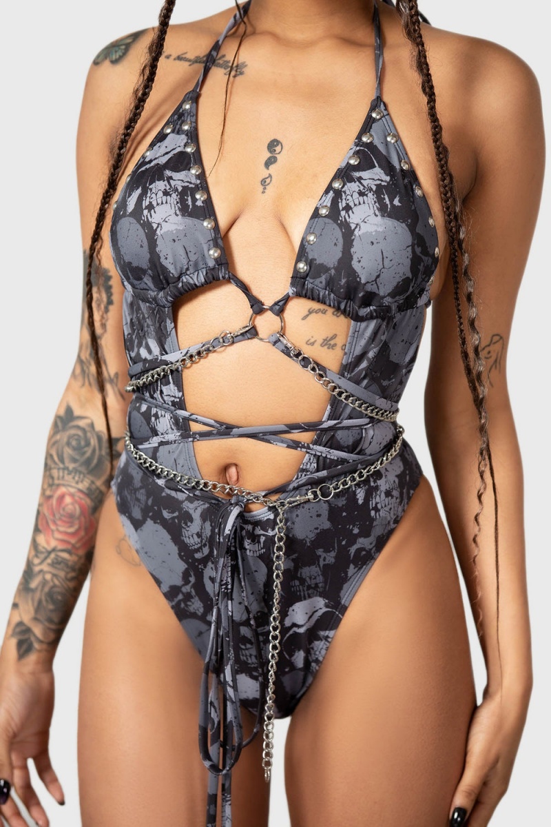 Killstar Shipwreck Swimsuit Černé | ABSDIV-935