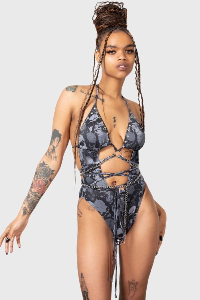 Killstar Shipwreck Swimsuit Černé | ABSDIV-935