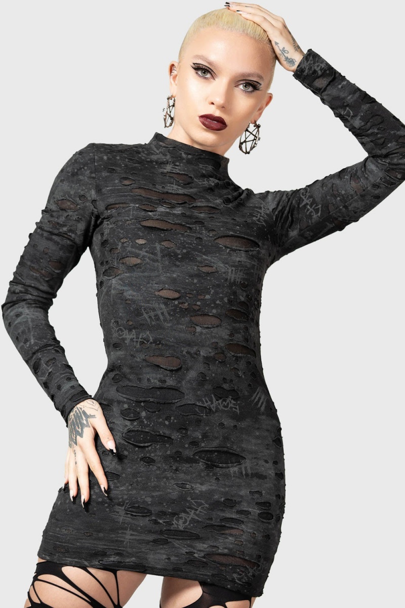 Killstar Shows Over Bodycon Šaty Černé | AELHNJ-805