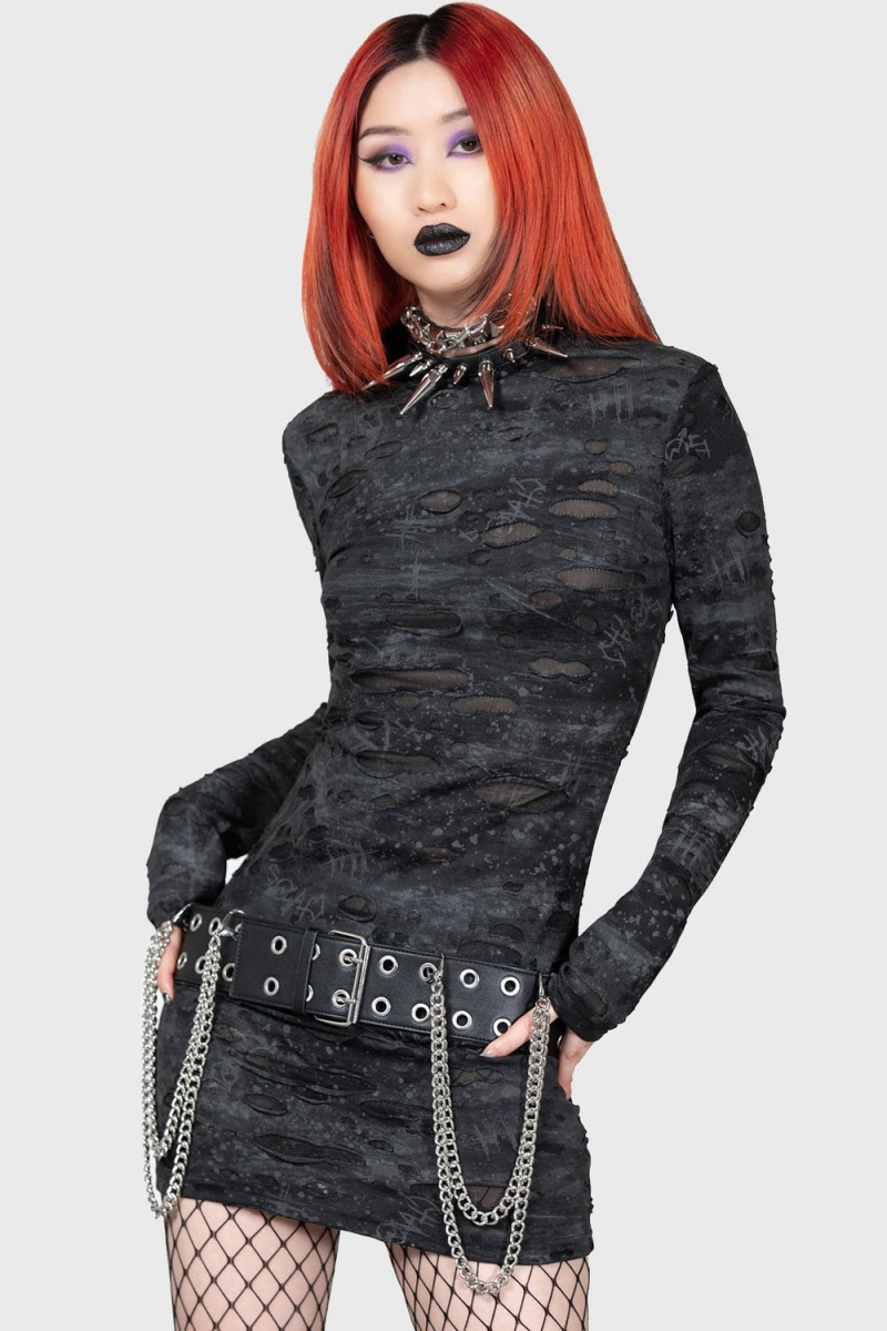 Killstar Shows Over Bodycon Šaty Černé | AELHNJ-805