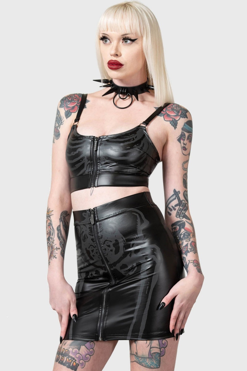 Killstar Skella Top Černé | IBCUOY-206