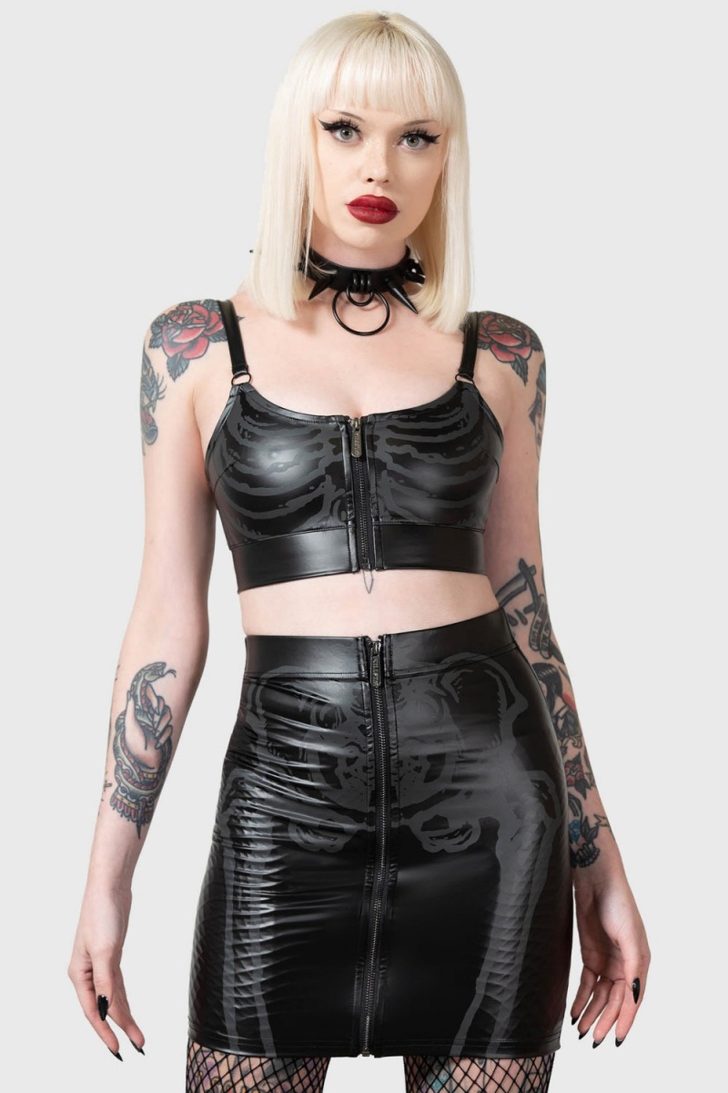 Killstar Skellington Skirt Černé | UOHADC-765