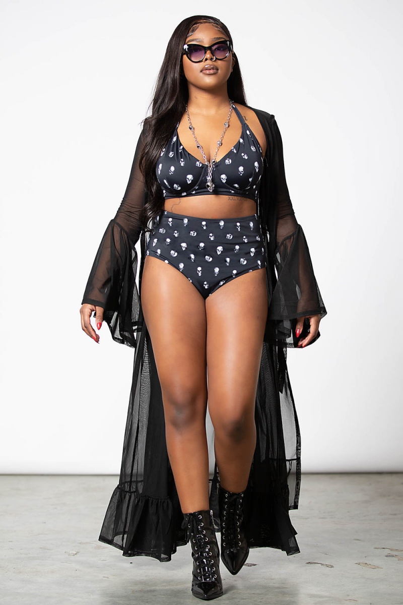 Killstar Skulls 2-Piece Swimsuit Černé | XEFISV-508