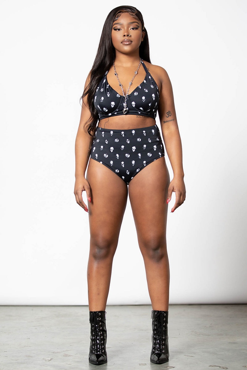 Killstar Skulls 2-Piece Swimsuit Černé | XEFISV-508