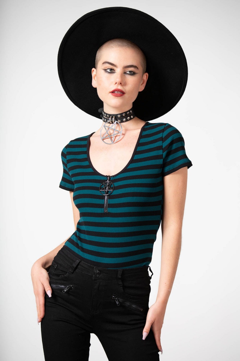 Killstar Skylla Bodysuit [GREEN] Zelene | NGOBSQ-643