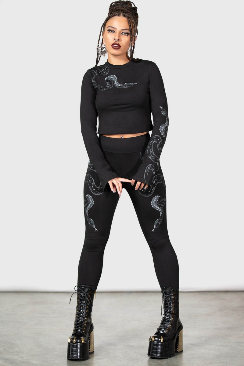 Killstar Slitherina Leggings Černé | RTLMGW-891