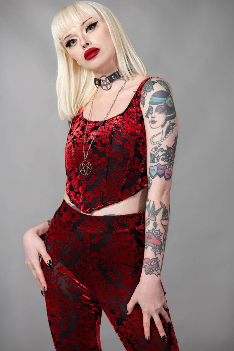 Killstar Snarl Corset Top Červené | JTPNLG-872