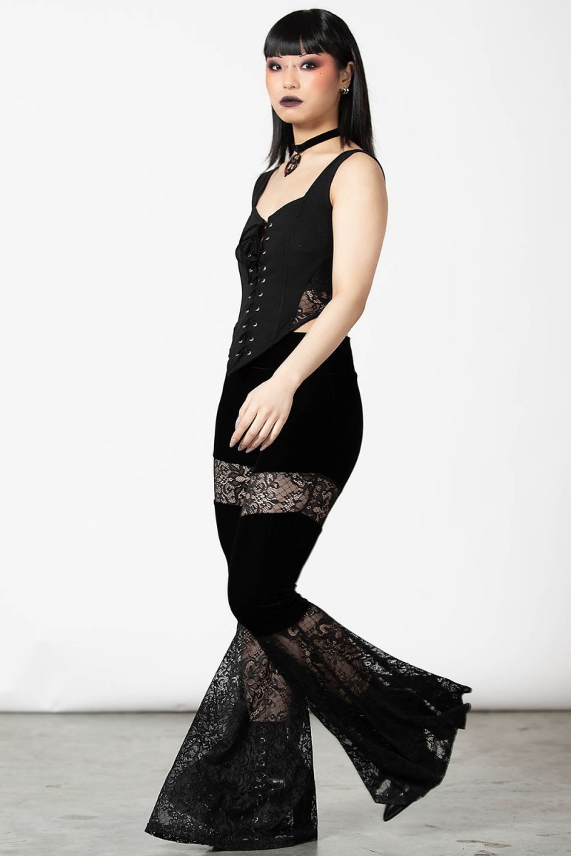 Killstar Solstice Bell Bottoms Černé | IOKHFS-326