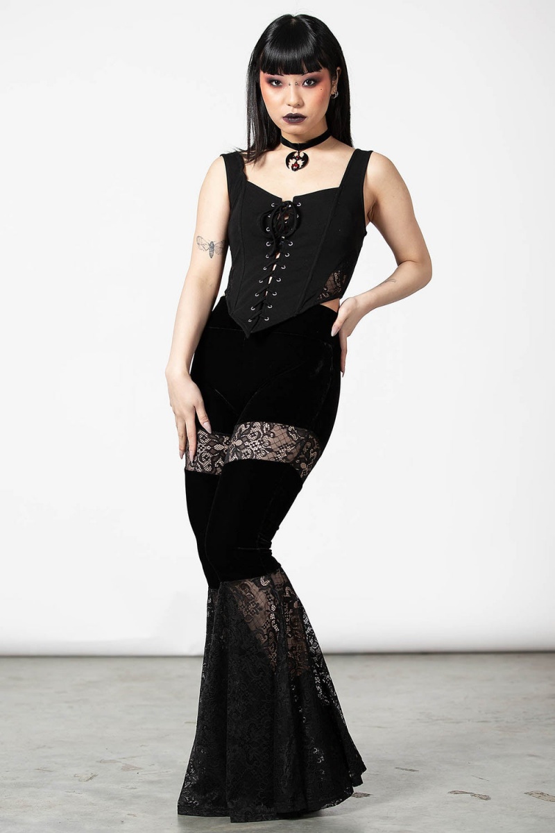 Killstar Solstice Bell Bottoms Černé | IOKHFS-326