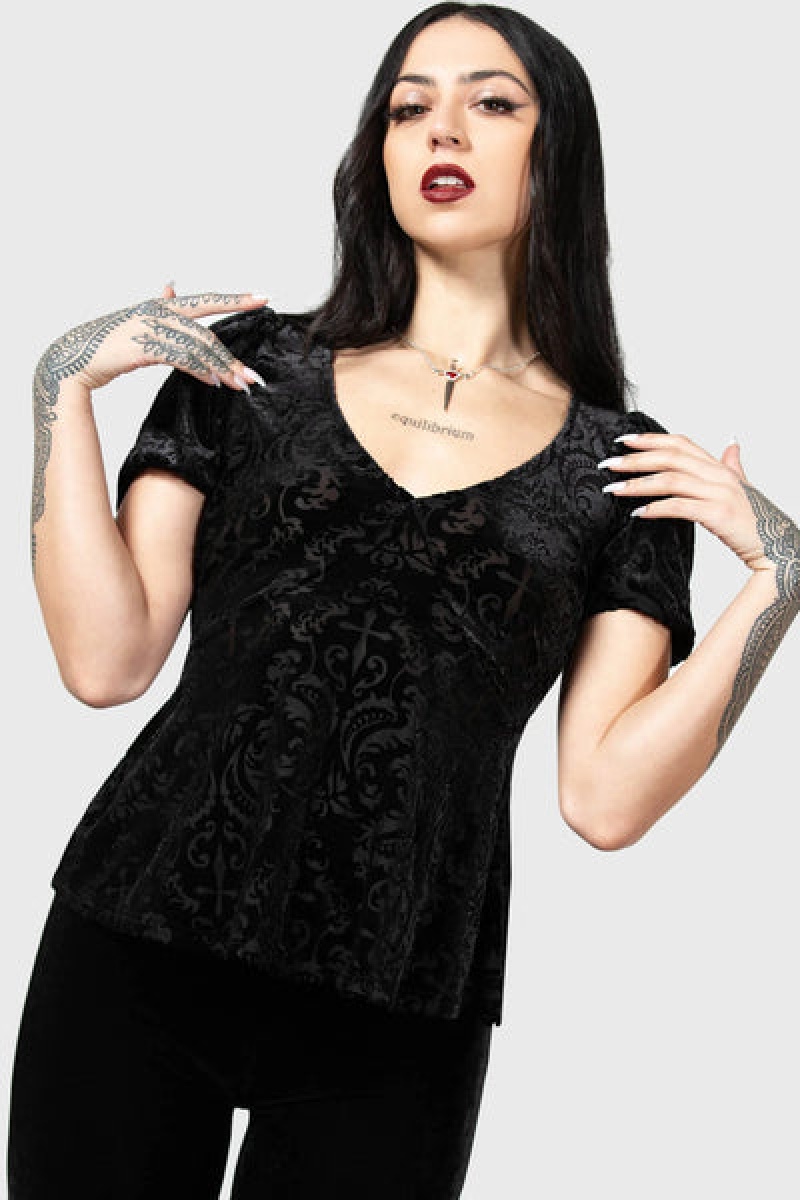 Killstar Sombre Heart Top Černé | TEVARY-876