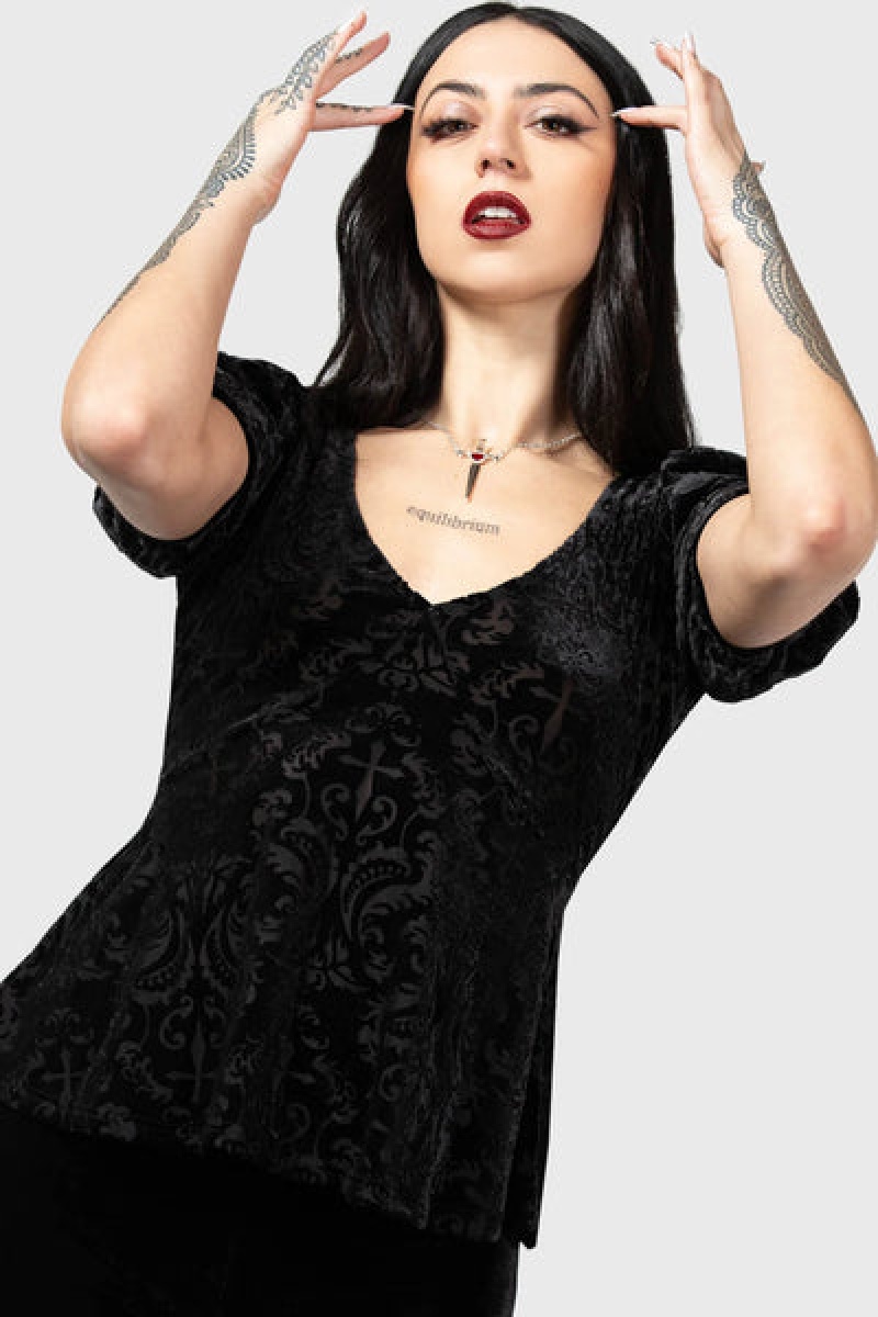 Killstar Sombre Heart Top Černé | TEVARY-876