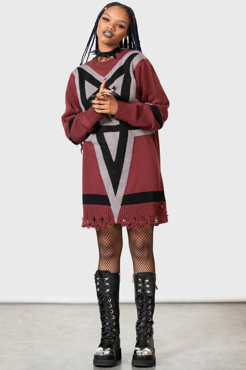 Killstar Star Crux Knit Svetrové Červené | VPCJBT-852