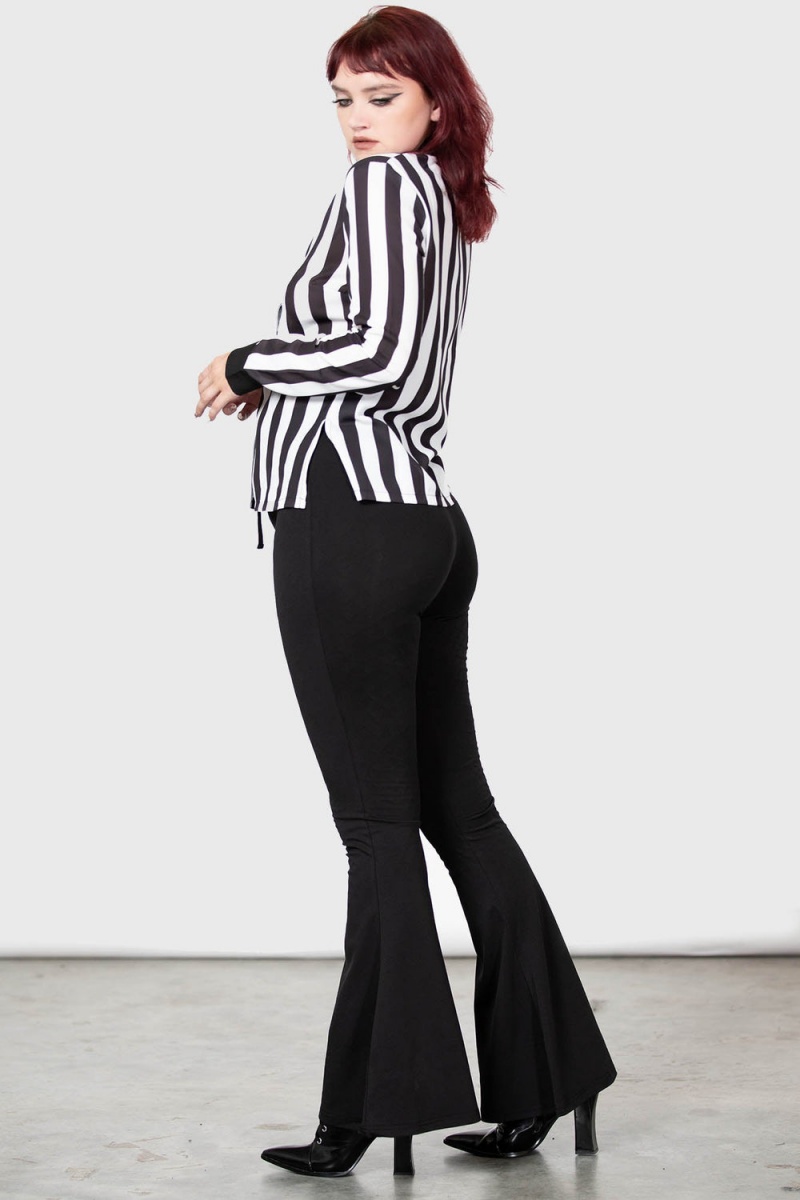 Killstar Stripe Down Shirt Černé Bílé | GWCVSA-923