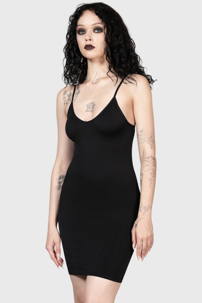 Killstar Sultrate Slip Šaty Černé | PLZVWS-513