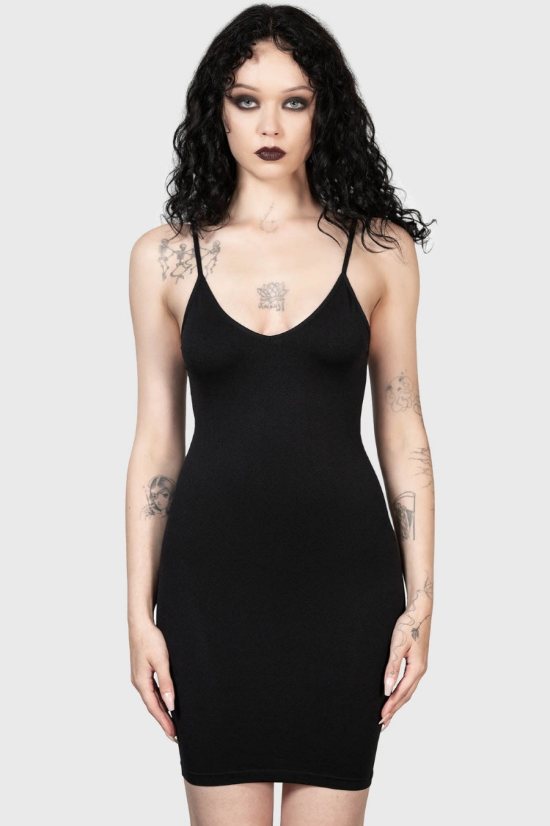 Killstar Sultrate Slip Šaty Černé | PLZVWS-513