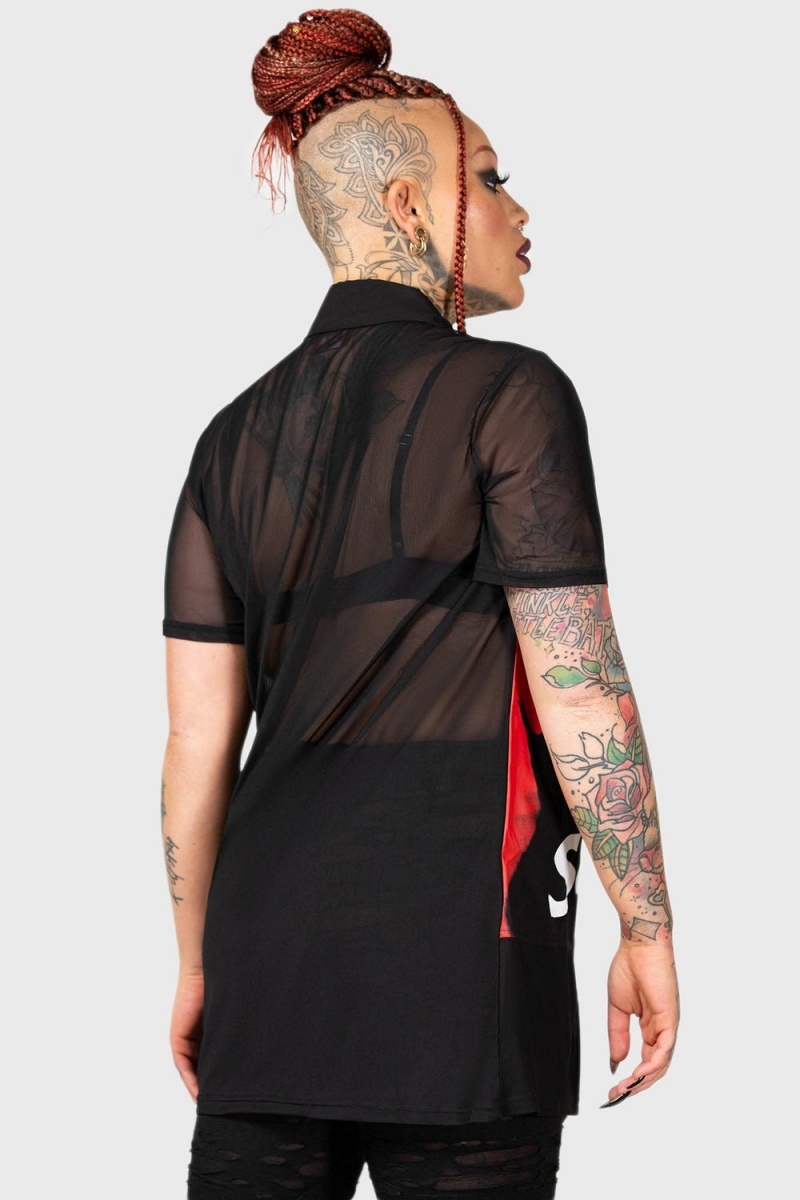 Killstar Suspiria Mesh Shirt Černé | LYWVBM-764