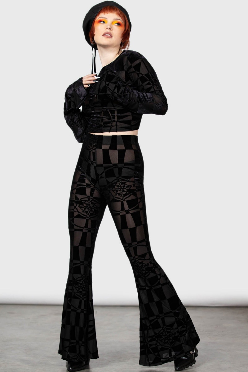 Killstar Suspiria Mood Crop Top [BLACK/GREY] Šedé | DXLMNU-561