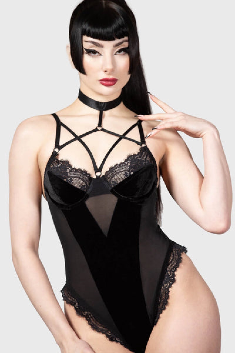 Killstar Sweet Misery Bondage Bodysuit Černé | GMLEAY-634