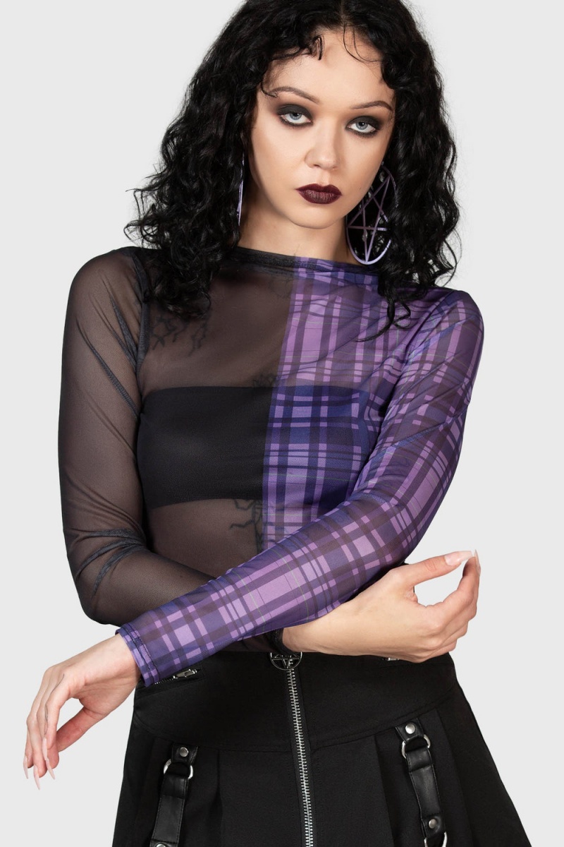 Killstar Sweet Nightmare Long Sleeve Top Fialové | OLQEFB-529